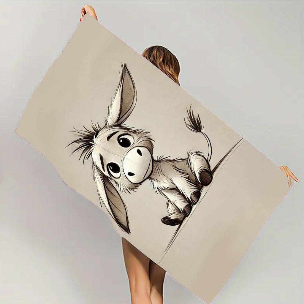 Cute Baby Donkey Beach Towel Microfiber Sand-Free Flat Print Soft Bath Towel for Kids Adults Travel Pool Outdoor Essentials
