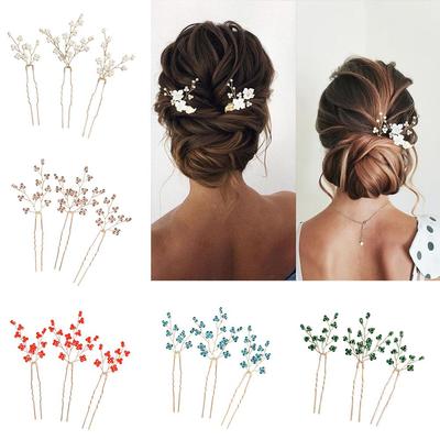 3Pcs/set Handmade Pearl Hairpins U-Shaped Hair Fork Bridal Headpiece for Women