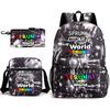 New rhythm box game merchandise primary school bag sprunki cartoon starry sky backpack 3-piece set D