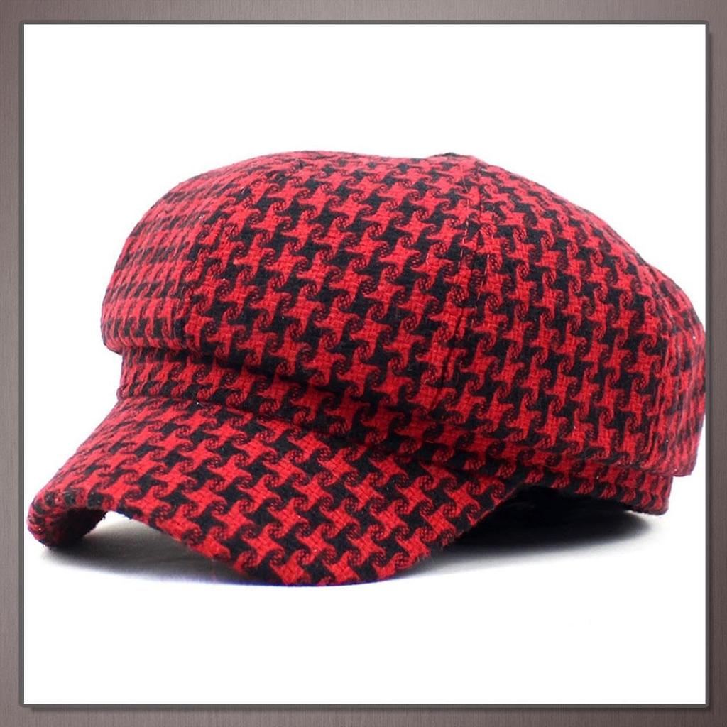 Checkered Casquette Stylish and CP686 [One Limitation] Women's Hat, Cute, (Black)