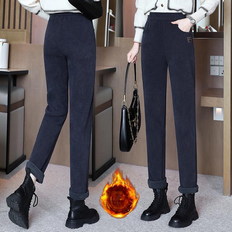 Autumn and Winter Fashion Straight-leg Pants Plus Velvet Thick Casual Pants Women's Loose Harem Pants