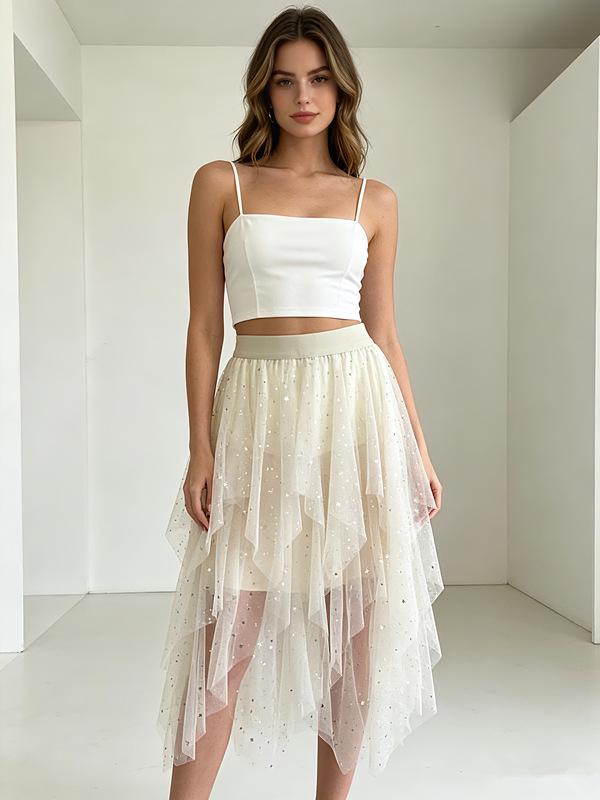 2023 Trendy High-Waisted Irregular Fairy Mesh Skirt - Korean Spring Style