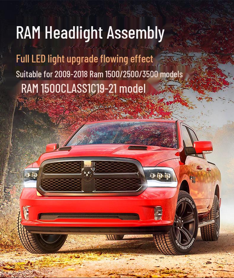 VLAND LED Headlight Assembly for Dodge Ram 1500/2500/3500 with Daytime Running Lights