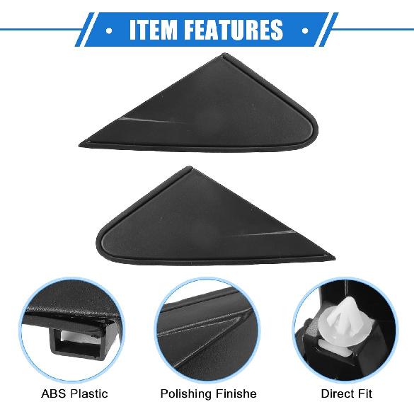 1 Pair Side Rear View Mirror Corner Triangle Trim Compatible for Chevrolet Cruze 2011-2016, Durable Plastic Black Left Right Side Mirror Panel Cover