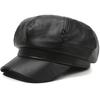 1PC PU Leather Winter Fall Peaked Caps Adjustable Painter Hat New Berets Women Hat Solid Color Beret Octagon Slimming Face