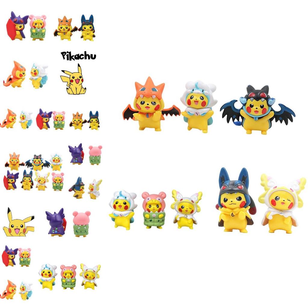Adorable Pikachu Costume Figures Set For Desk And Car Decor