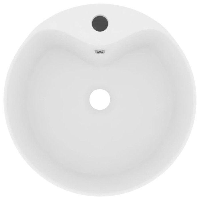 VidaXL Lavabo de Luxe avec Trop-plein Vasque à Poser de Toilette Lave-mains de Salle de Bain Salle Cosmétique Maison Blanc 147031