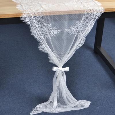 New European American Table Flag White Ribbon Bow Wedding Lace Table Flag Tablecloth Dining Chair Cabinet