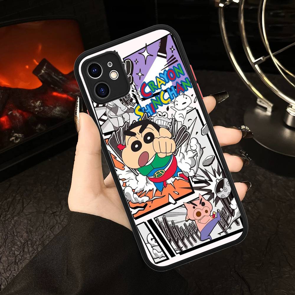 C-Crayon Cartoon Shin Chan Phone Case For IPhone 16 Pro Max Case 11 12 13 14 15 Pro Plus X XS MAX Case Matte Cover