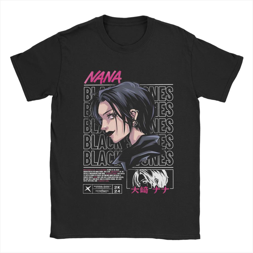 Black Stones Nana Mangaanime T Shirt Men Cotton Tops Casual Osaki Anime Kawaii Cartoon Round Neck Short Sleeve