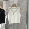 New Waistcoat Women Wear Striped Wide Edge Temperament Summer Top Short Knit Sleeveless Bottom Shirt