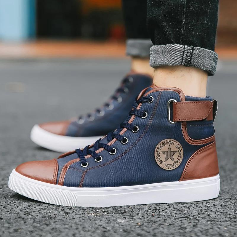 Herren High Top Breath Canvas Schuhe Teenager Outdoor Freizeit Sportschuhe Dicke Sohle Jogging Flache Sohle Sneakers Übergröße 39-46