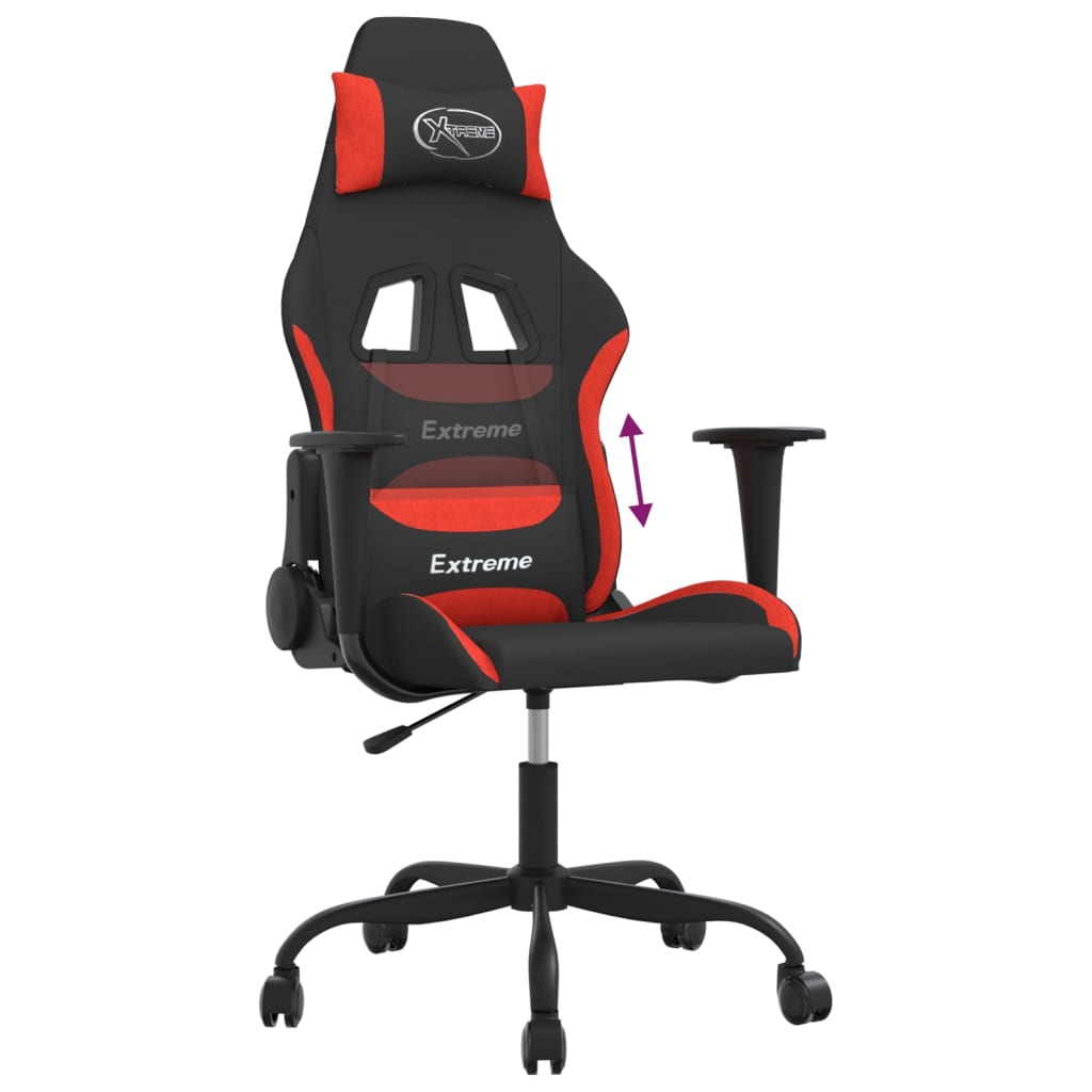 Gaming Chair Black and Red Fabric