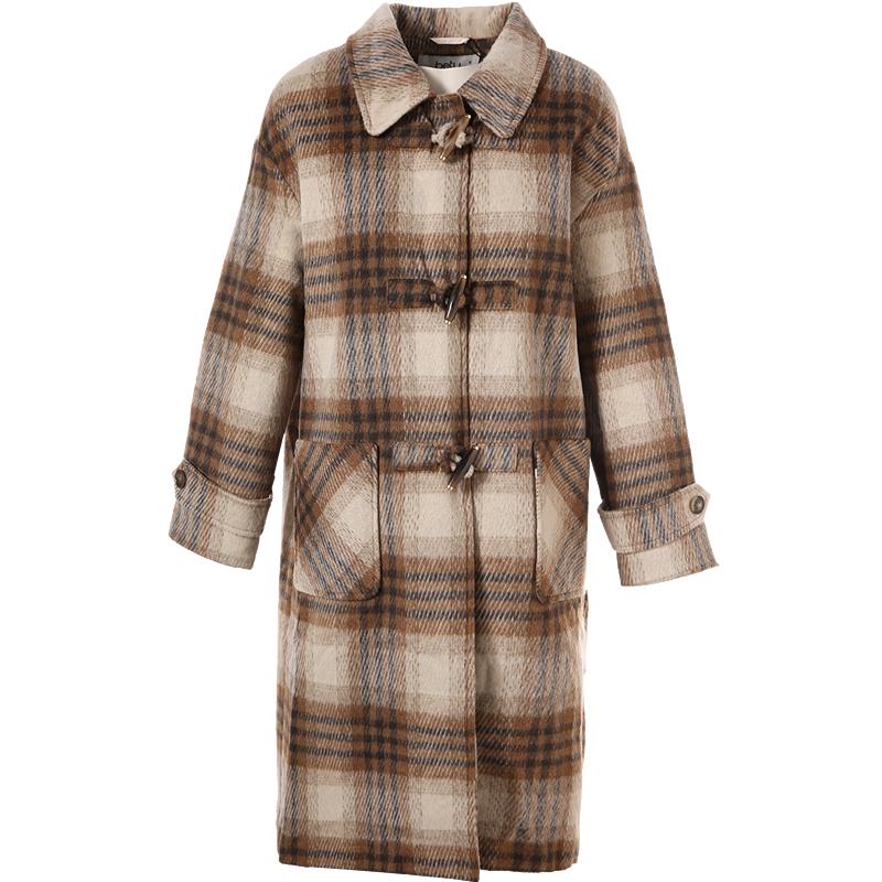 

Betu Women s Plaid Toggle Button Wool Blend Coat L