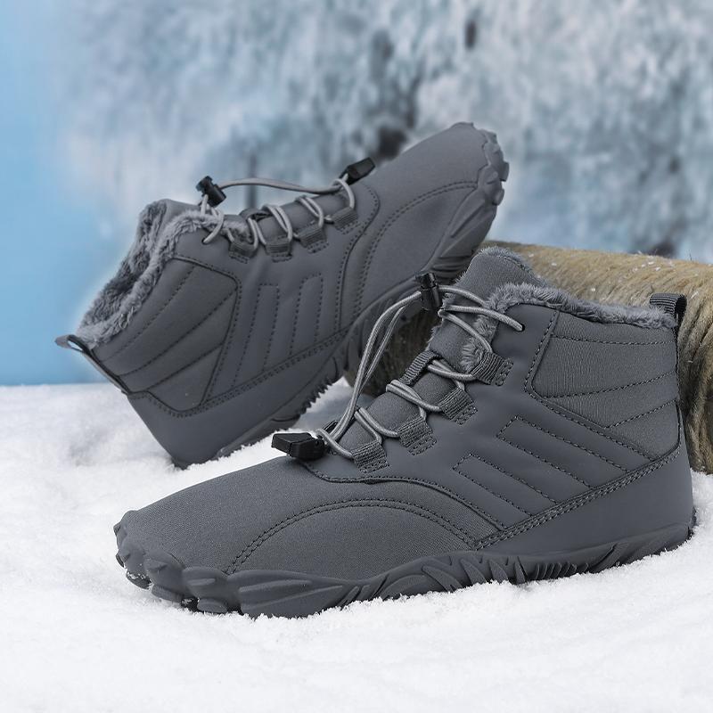 Outdoor High Top Men Cotton Shoes Warm Men Wide Barefoot Shoes Winter Ankle Boots with Fur Couple Non-slip Waterproof Snow Boots