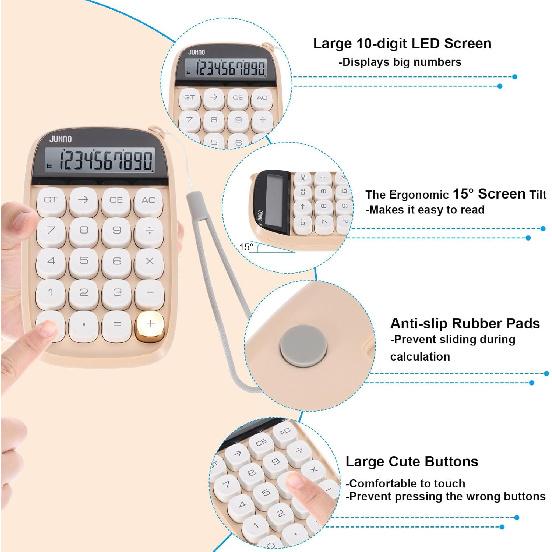 

PATIKIL Механический калькулятор, Питание от батареи 10-разрядный Большой светодиодный дисплей Стандартные функции Электронный Большие кнопки Карманный Милый калькулятор для