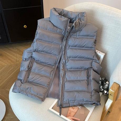 Stand-up Collar Down Cotton Vest Women's New Autumn and Winter Vest Vest Sleeveless Fashion Versatile Thickened Coat