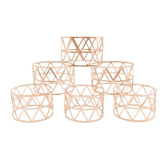 6/12Pcs Golden Napkin Rings Metal Hollow Triangle Circle Design Napkin Holders Buckles Family Dinner Wedding Party Table Decoration