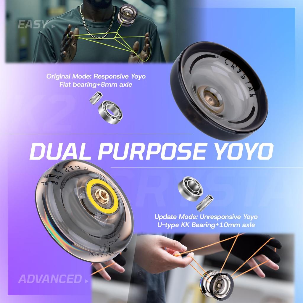 MAGICYOYO K2 Black Responsive Yoyo for Kids Beginners with Extra Unresponsive Yoyo Pro Plastic Trick Yoyo for Yoyo Bag Bearing, Adults+12