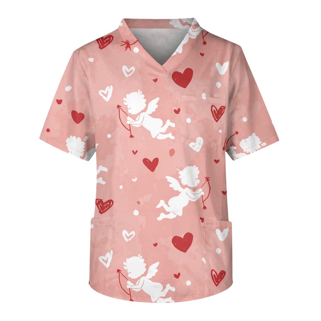 Men's Casual Short,Sleeved V,Neck Printed Front Pocket Top