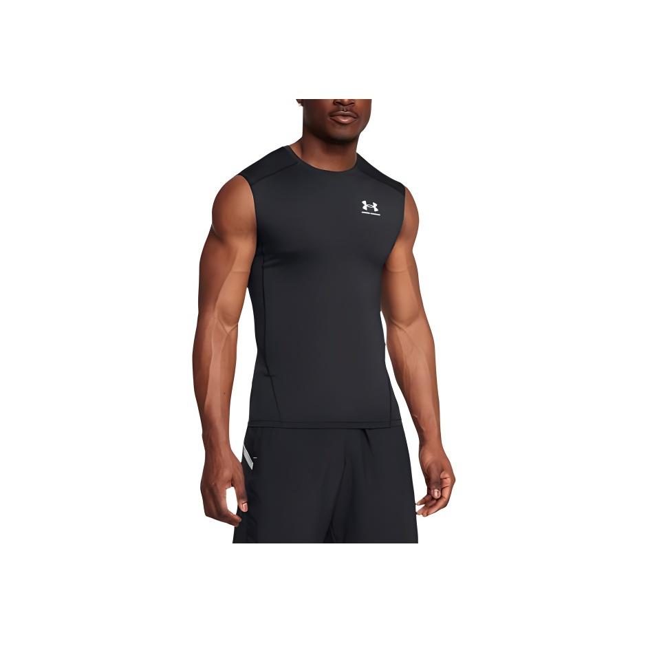 Under Armour HeatGear Round Neck Letter Print Sleeveless Moisture Wicking Slim Fit T-Shirt Men T-Shirts Black White 1361522-002