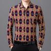 Spring Autumn New Men Clothing Thin Vintage Shirts Lapel Printing Pocket Single Breasted Fashion Business Loose Long Sleeve Tops
