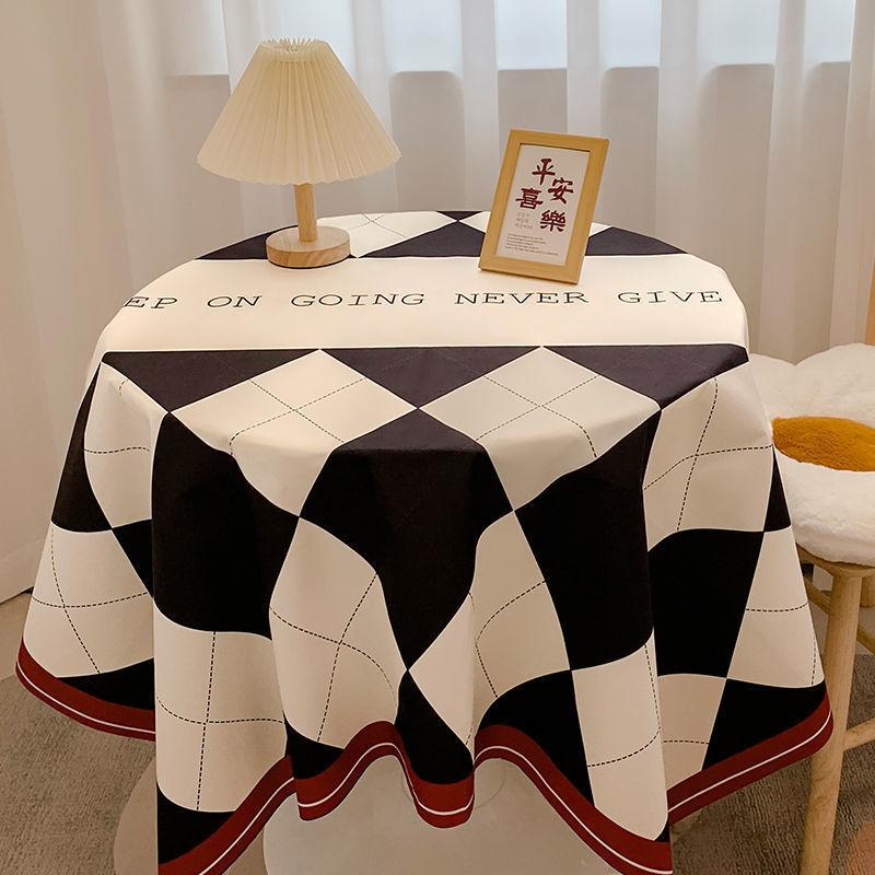 Ins Checkerboard Tablecloth Plaid Desk Mat Versatile Student Essential for Dormitory Round Table Cover Coffee Table Mat Dining Table Cloth Decorative