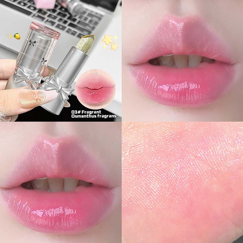 Trois Couleurs Nœud Papillon Rouge à Lèvres Changeant de Température Texture Gelée Baume à Lèvres Hydratant Pour Maquillage Quotidien