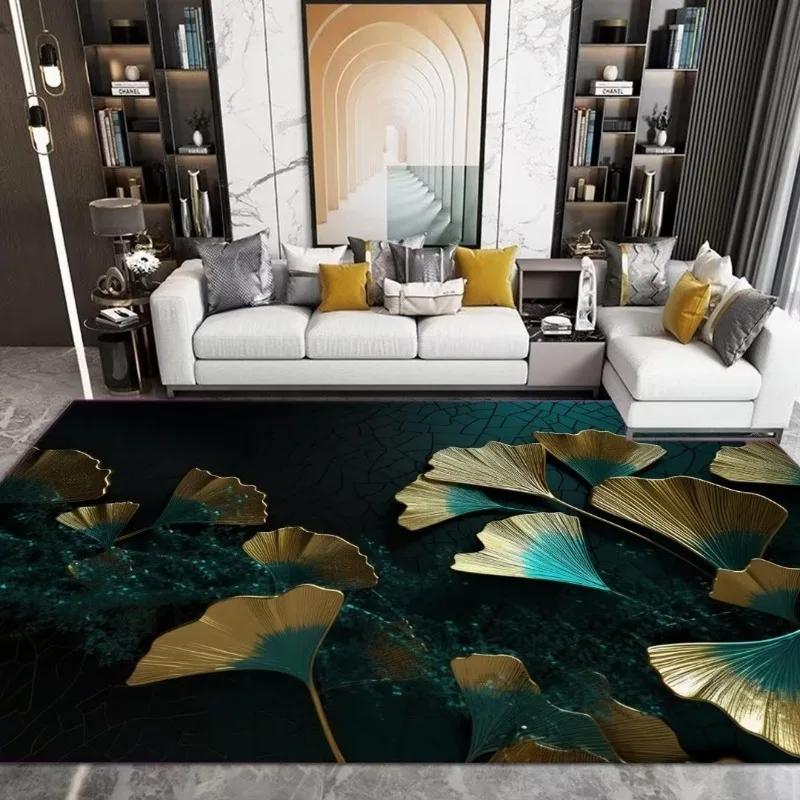 Senior Green Golden Rug Living Room Large Size Bedroom Carpet Household Decoration Non-slip Machine Washable Parlor Foot Mat
