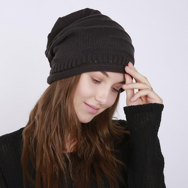 Pălărie subțire de lână tricotată orizontală plisată toamnă iarnă de damă