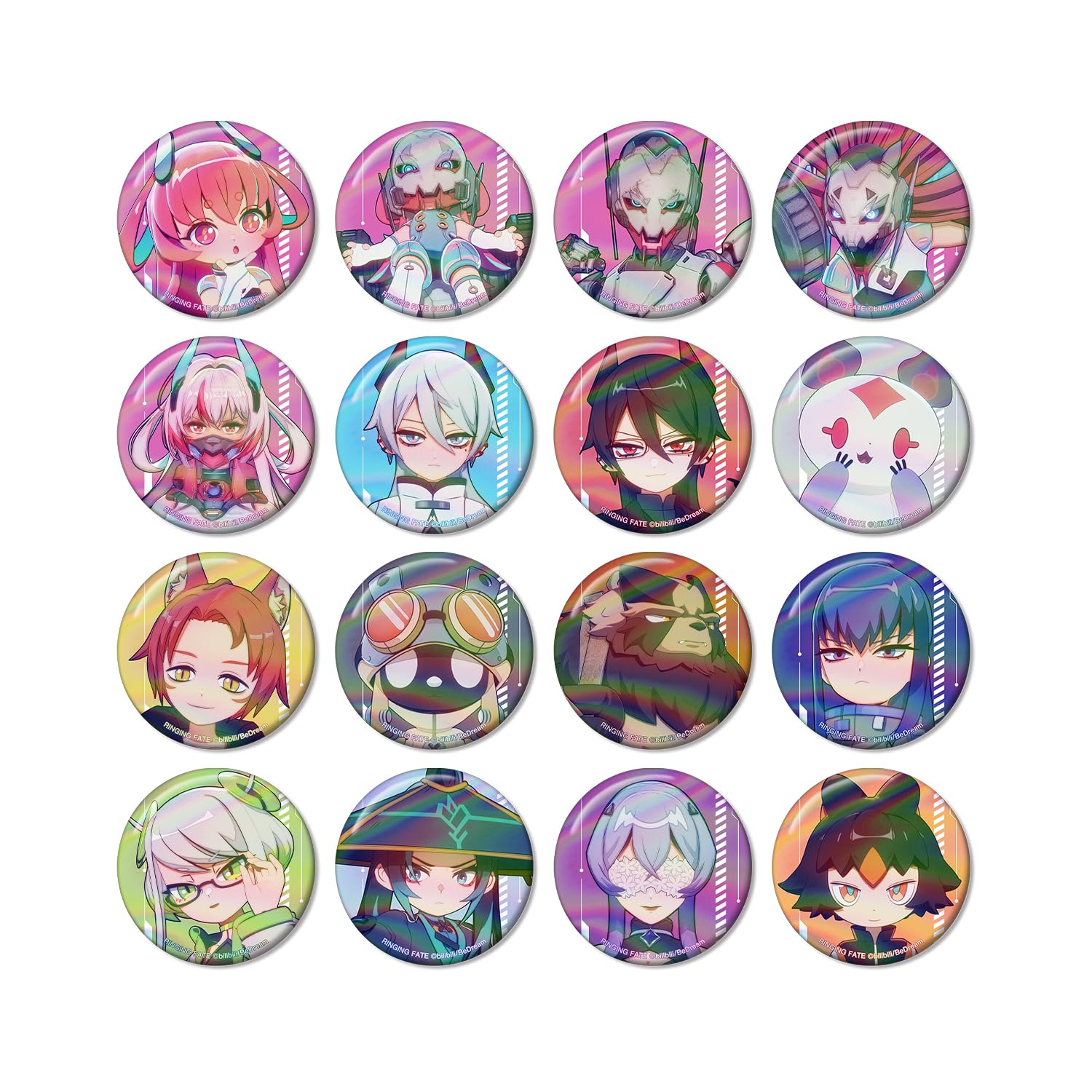 ТВ Аниме  Звонкая Судьба  Коллекционные Аврорные Значки-Кнопки Коробка из 16 штук