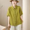 DIMANAF 2026 Plus Size Summer Women Blouse Shirts Casual Lady Tops Tunic Shirt Oversize Loose Tees Cotton Linen Vintage