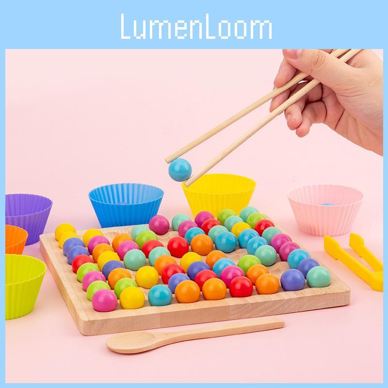 Wooden Rainbow Bead Sorting Puzzle For Kids Learning Fine Motor Skills Educational Toy