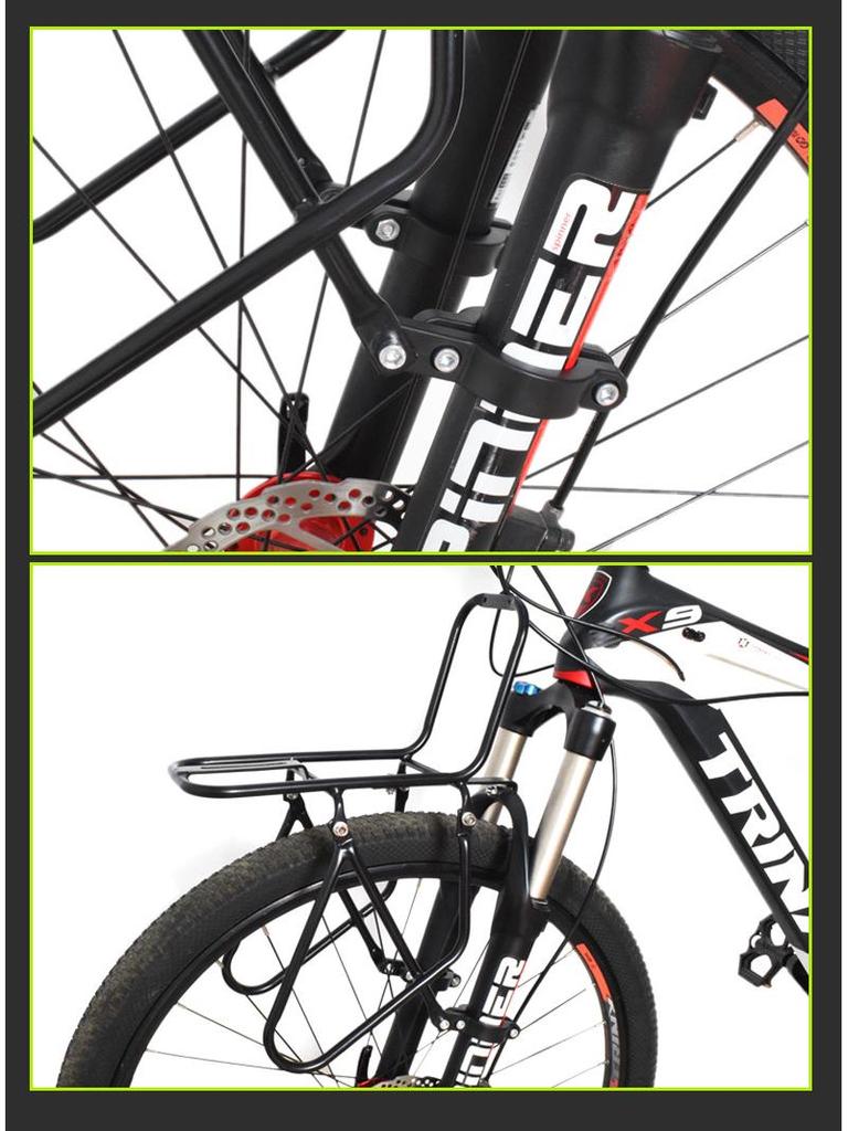 Disc Brake Front Rack for Mountain Bikes - Steel Long-Distance Bicycle Basket Accessory