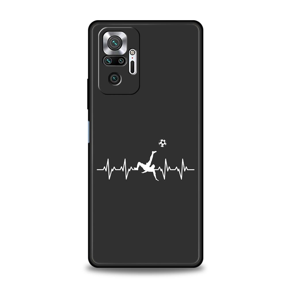Phone Case For Xiaomi Redmi Note 14 13 12 Pro Plus 5G 9S 9 10 11 4G 14C 13C 12C 10C 9C 9A Soft Cover Soccer Heartbeat