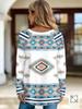 Women's Southwest Style Geometric Print Long Sleeve Top - Stretch Crew Neck Casual Shirt