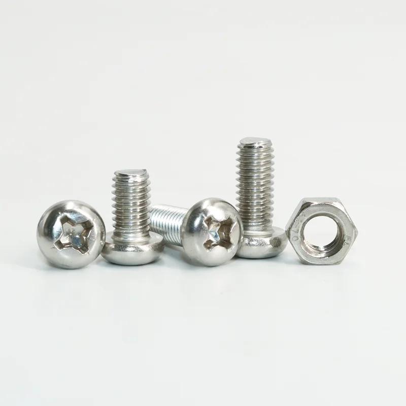 Mini Machine Screw M1 M1.2 M1.4 M1.6 M2.5 M3 304 Stainless Steel Phillips Round Head Cross Little Bolts Nuts for Motherboard CPU