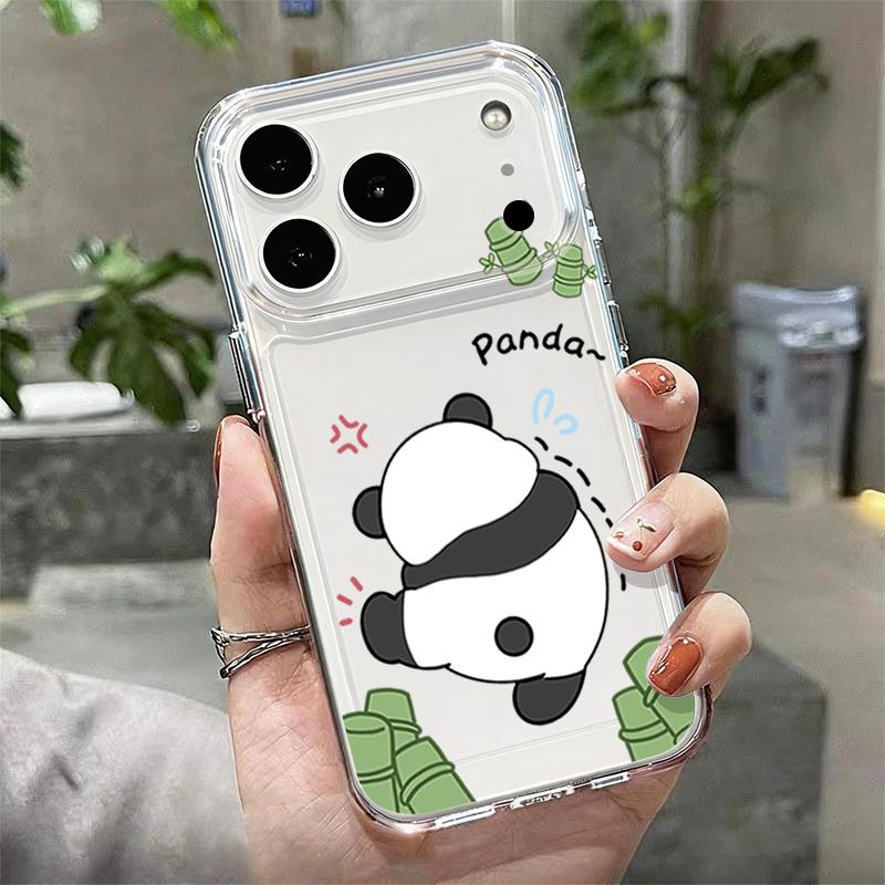 Lovely Baby Panda Pattern Case For iPhone 17 Pro Max Coque iPhone 16 15 14 13 12 Pro Max 11 Clear TPU Silicone Soft Cover