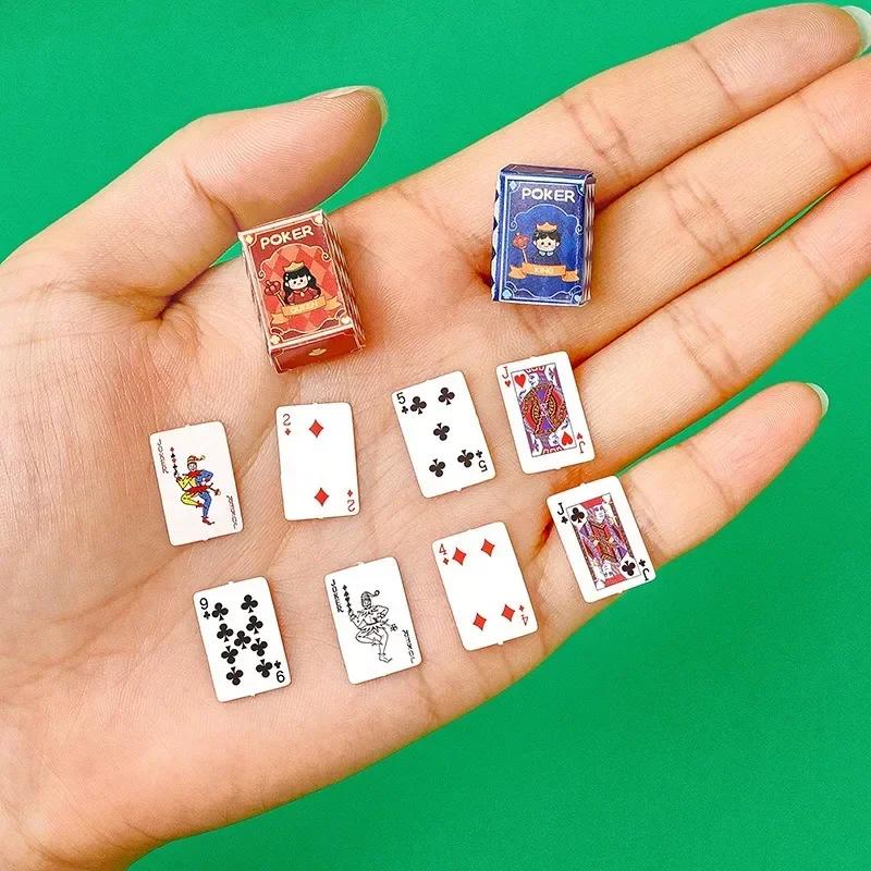 Funny Cute Mini Playing Cards Poker Games Super Small Cards Spoof Gifts Travel Toys Prank Props Dollhouse Miniature Poker Card