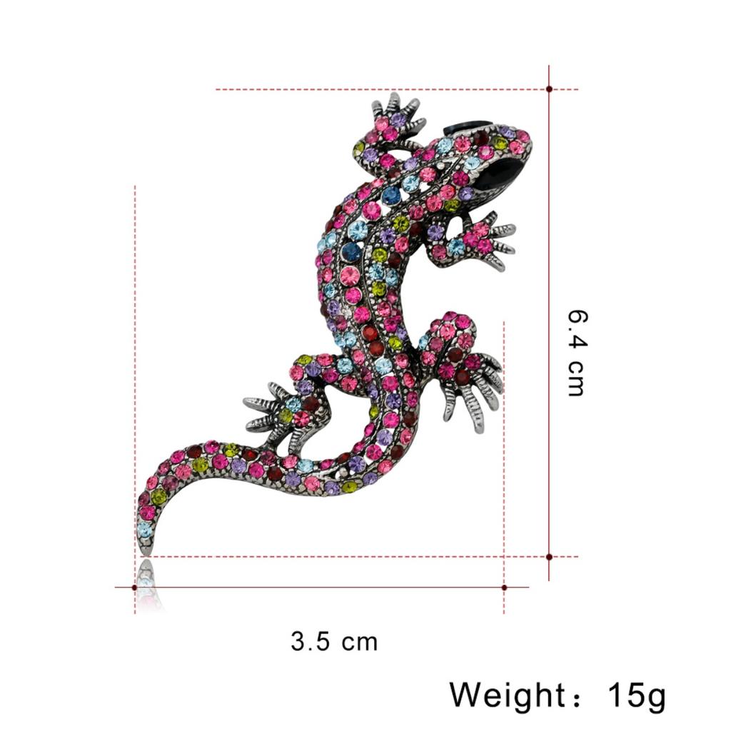 Vintage Full Rhinestone Lizard Brooches For Women Men Creative Trendy Funny Gecko Insect Animal Clothes Lapel Pins Party Jewelry