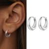 WOSTU 925 Sterling Silver Simple Wedding Hoop Earring For Women Star Moon Huggie Zircon Earring Rectangle Hoops Engagement Gift