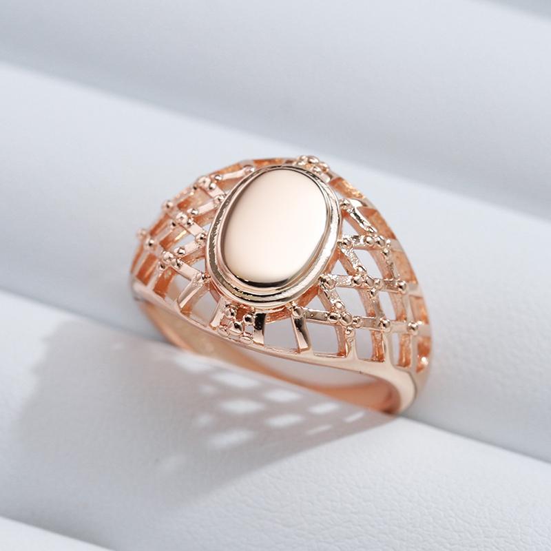 Classic Simple Weaving Glossy Big Rings For Women  Rose Gold Color Ethnic Bride Wedding Jewelry  New