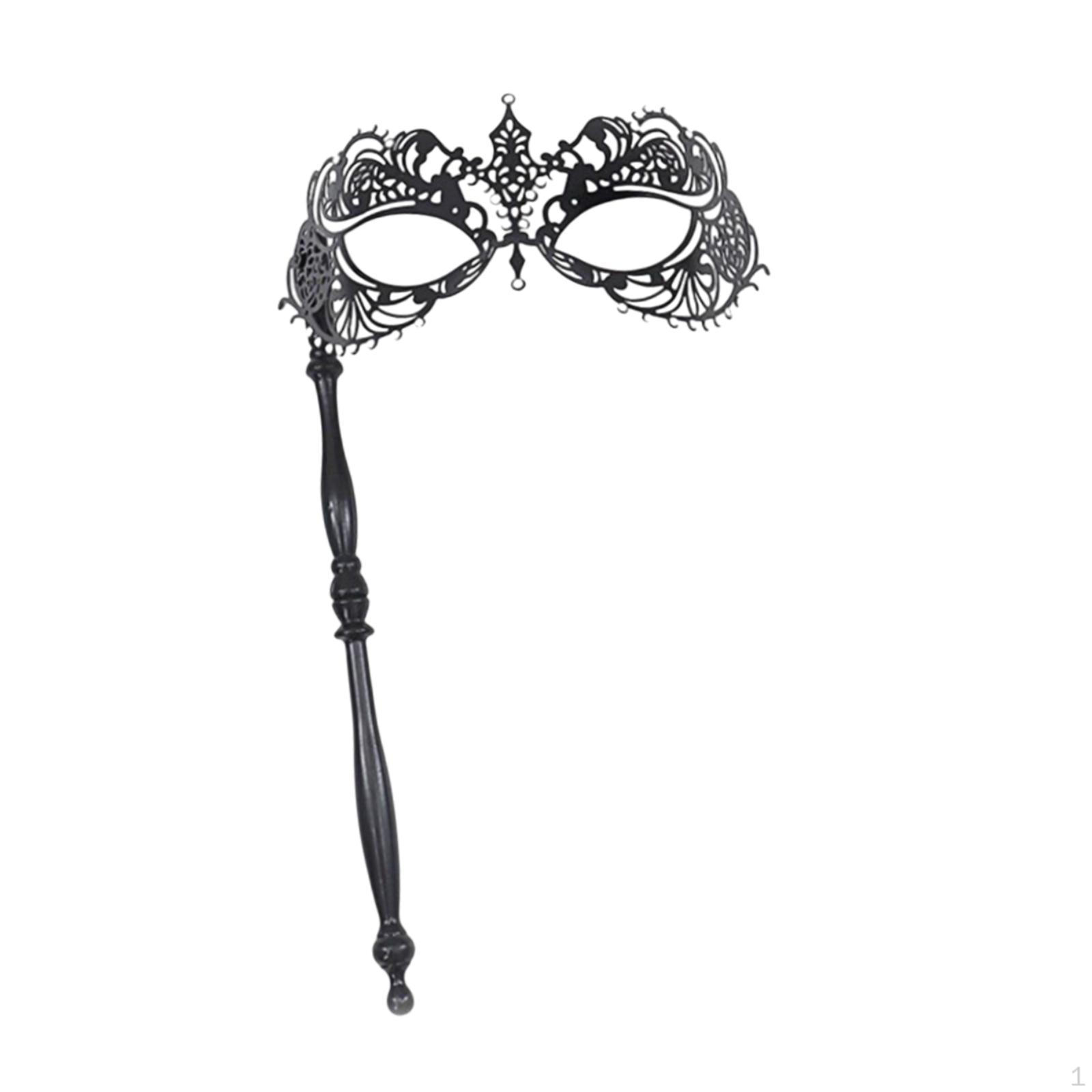 

Маскарадная маска, костюм, аксессуар, ручная металлическая вечеринка с палкой для карнавала, фестиваля Марди чёрный