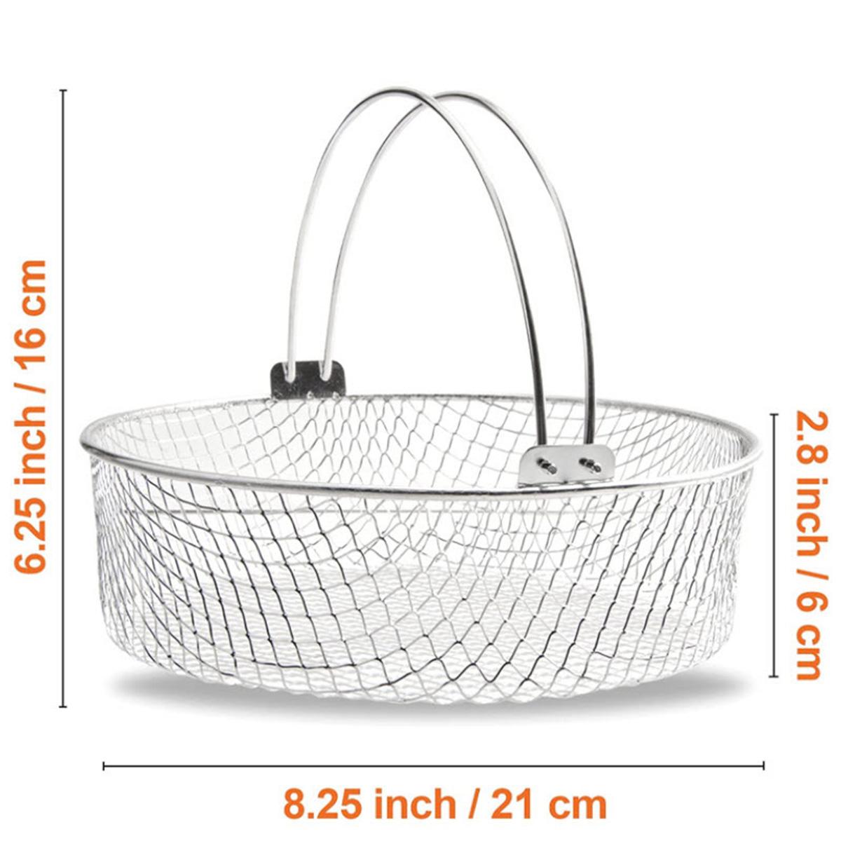 Air Fryer Mesh Basket Stainless Steel Air Fryer Steamer Basket With Handle Metal Air Fryer Crisper Basket For Home Kitchen белый