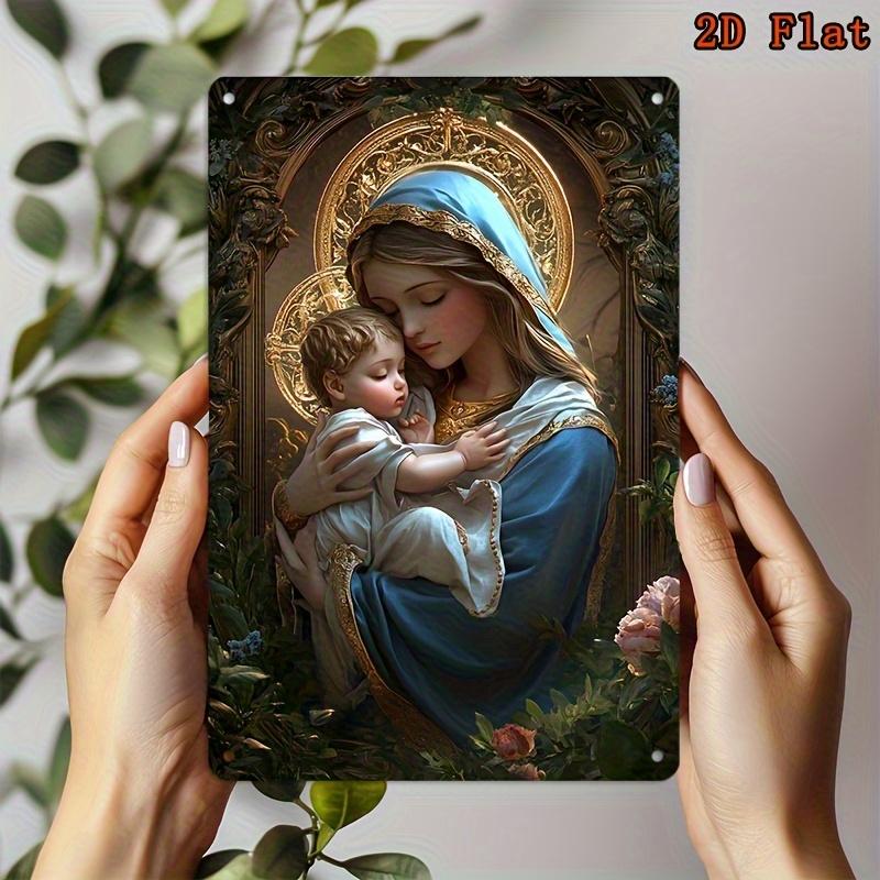 

Плаский металевий знак зі зображенням Діви Марії, вінтажний релігійний декор для дому, бару, офісу, кафе 20x30cm（7.8x11.8inch）