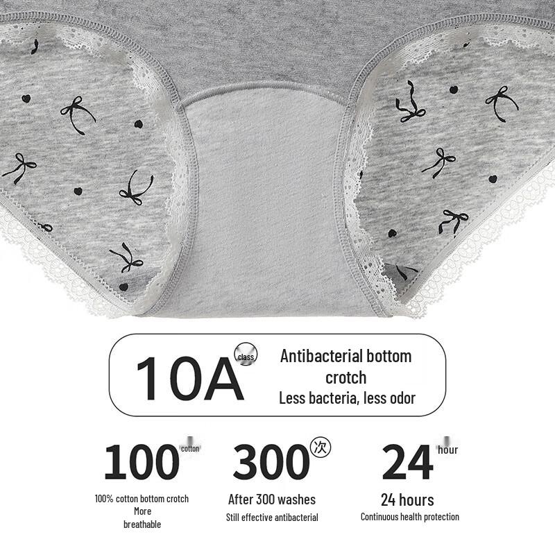 Fenteng Women's 3-Pack Antibacterial Cotton Briefs