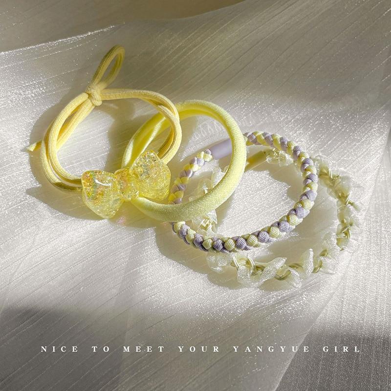 2023 New Korean Scrunchie Set Sweet Large Rubber Band Hair Rope For Women Elastic Hairbands Headbands Hair Accessories Headwear