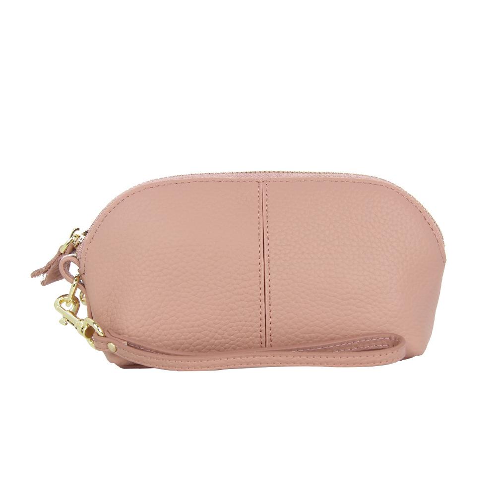 Women's Solid Color Clutch Leather Shell Bag Fashion Casual Leather Large-Capacity Wallet