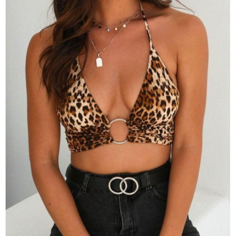 

Ring Tie Backless Wrap Tank Top Ring Lace-up Deep V Backless Wrap-around Vest 1 S