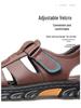 Men's Plus Size Cowhide Sandals: Breathable, Non-Slip, Waterproof Velcro Beach Shoes for Middle-Aged and Elderly.